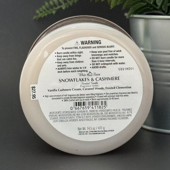 BBW Snowflakes & Cashmere White Barn Bath & Body Works 3 Wick Candle - Picture 9 of 10
